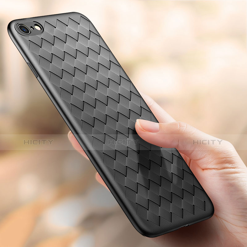 Coque Silicone Gel Motif Cuir pour Apple iPhone 6 Noir Plus