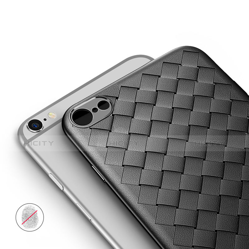 Coque Silicone Gel Motif Cuir pour Apple iPhone 6 Noir Plus