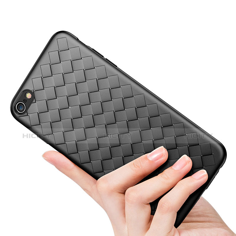 Coque Silicone Gel Motif Cuir pour Apple iPhone 6 Noir Plus