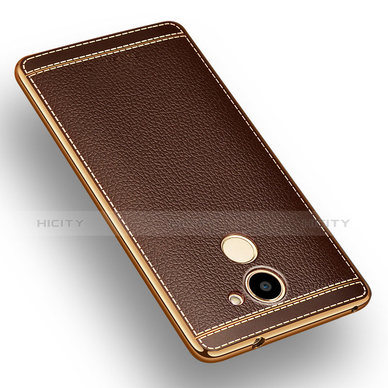 Coque Silicone Gel Motif Cuir pour Huawei Enjoy 7 Plus Marron Plus