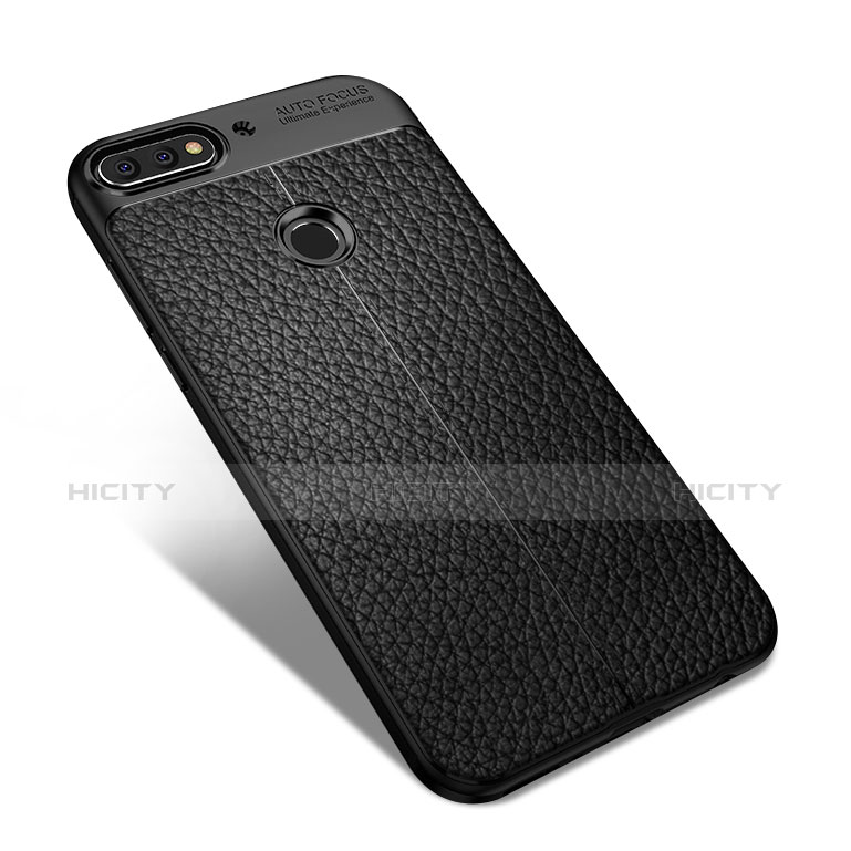 Coque Silicone Gel Motif Cuir pour Huawei Enjoy 8 Noir Plus