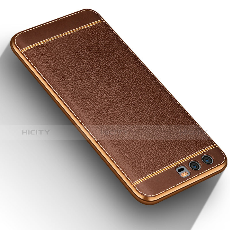 Coque Silicone Gel Motif Cuir pour Huawei Honor 9 Marron Plus