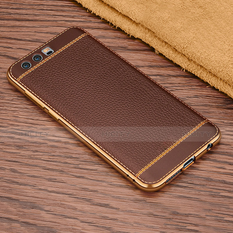 Coque Silicone Gel Motif Cuir pour Huawei Honor 9 Marron Plus