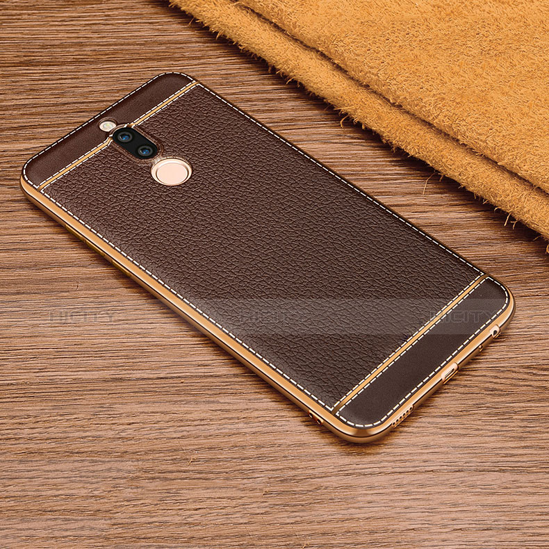 Coque Silicone Gel Motif Cuir pour Huawei Maimang 6 Marron Plus