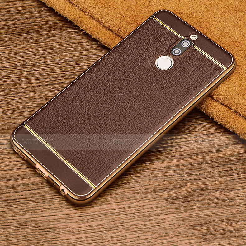 Coque Silicone Gel Motif Cuir pour Huawei Maimang 6 Marron Plus