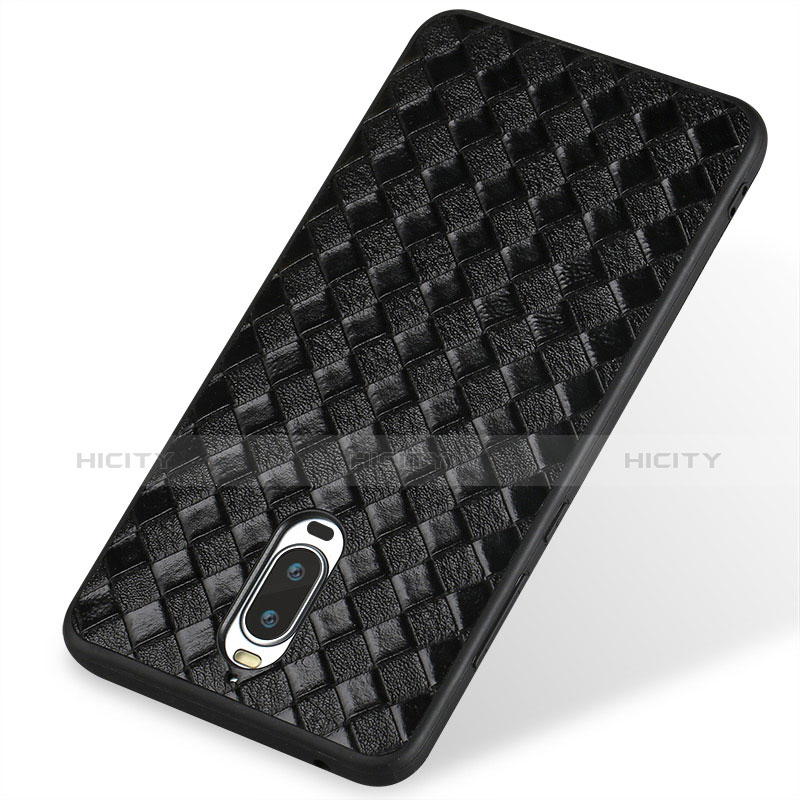 Coque Silicone Gel Motif Cuir pour Huawei Mate 9 Pro Noir Plus