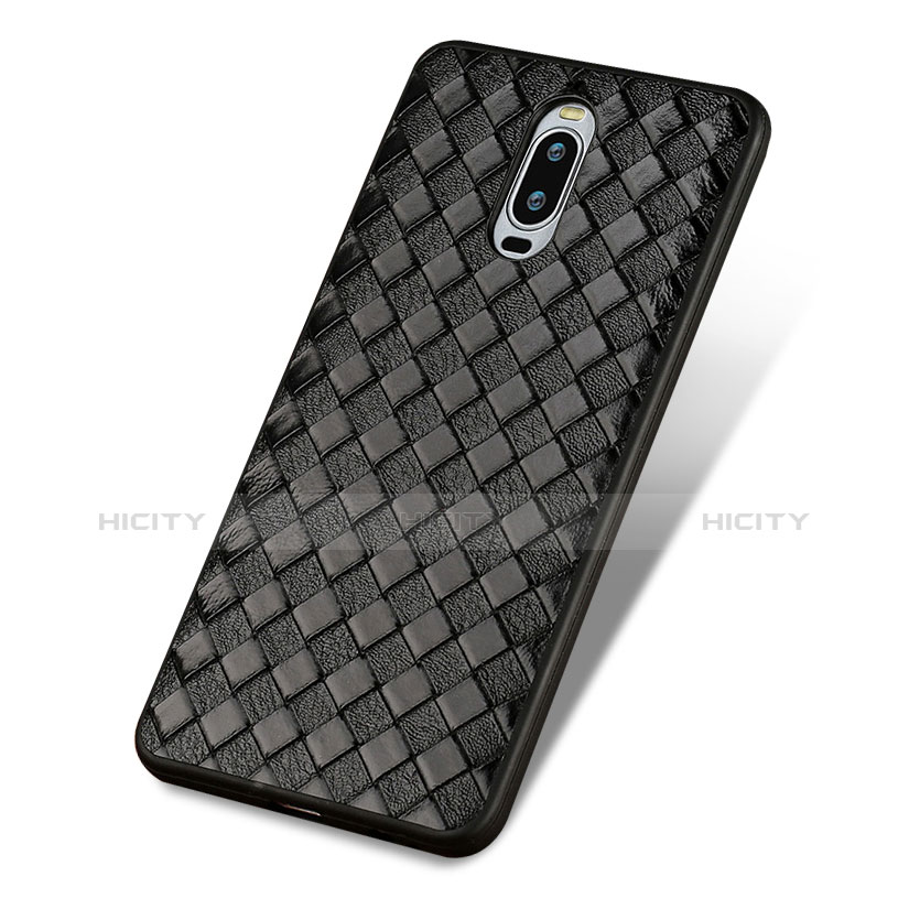 Coque Silicone Gel Motif Cuir pour Huawei Mate 9 Pro Noir Plus