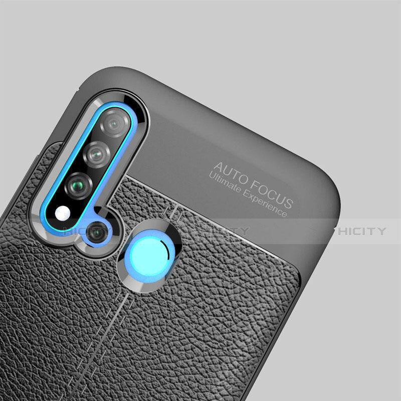 Coque Silicone Gel Motif Cuir pour Huawei Nova 5i Noir Plus