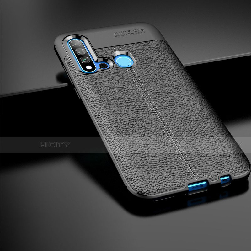 Coque Silicone Gel Motif Cuir pour Huawei P20 Lite (2019) Noir Plus