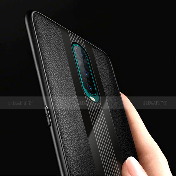 Coque Silicone Gel Motif Cuir pour Oppo RX17 Pro Noir Plus