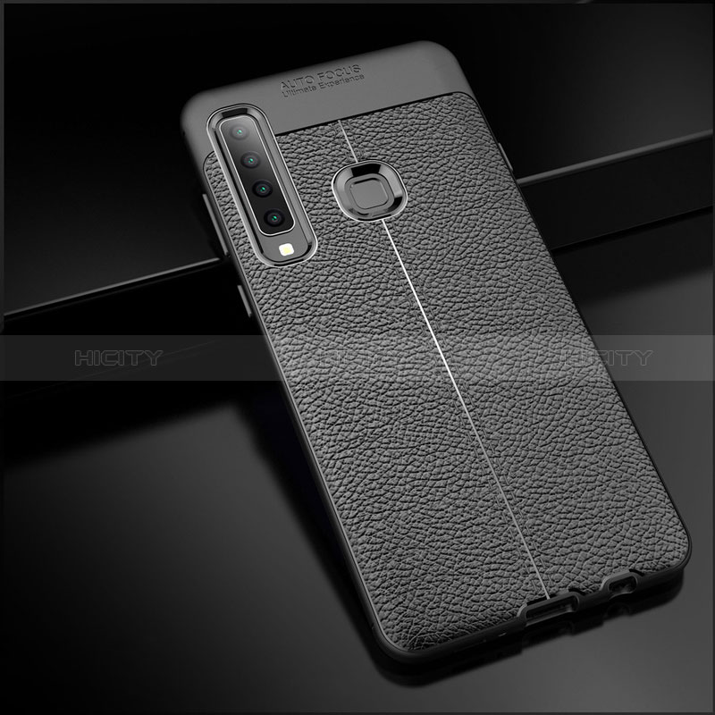 Coque Silicone Gel Motif Cuir pour Samsung Galaxy A9 Star Pro Noir Plus