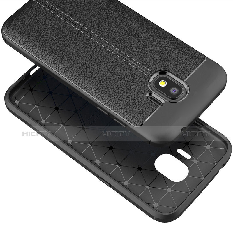 Coque Silicone Gel Motif Cuir pour Samsung Galaxy J2 Pro (2018) J250F Noir Plus