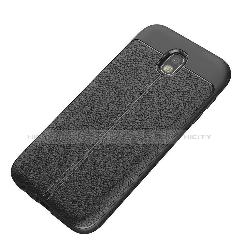 Coque Silicone Gel Motif Cuir Q01 pour Samsung Galaxy J5 (2017) Duos J530F Noir Plus