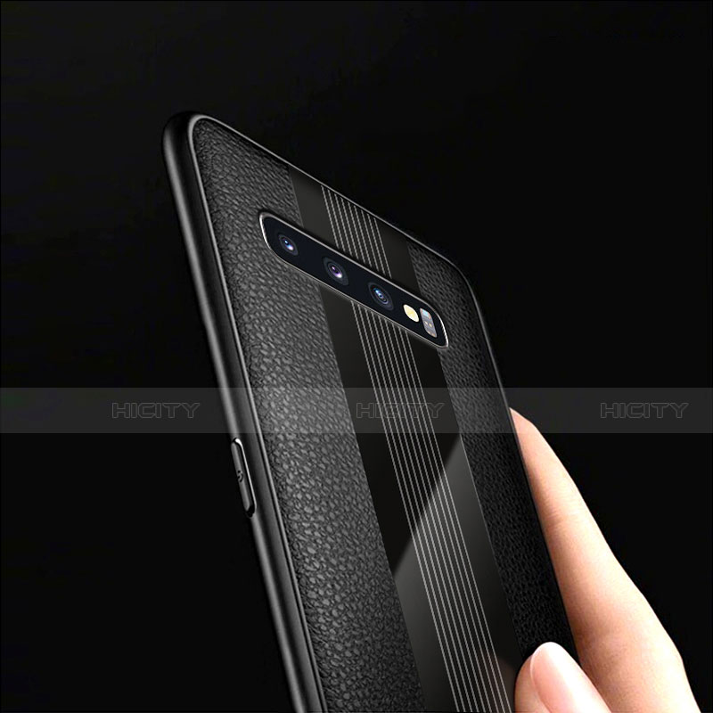 Coque Silicone Gel Motif Cuir Q01 pour Samsung Galaxy S10 5G Noir Plus