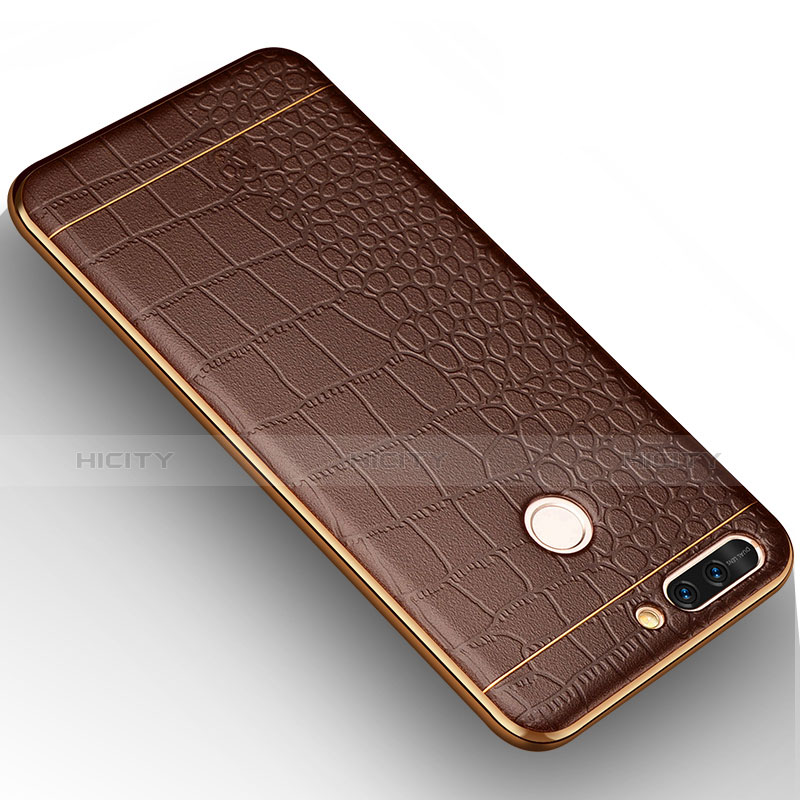 Coque Silicone Gel Motif Cuir W01 pour Huawei Honor V9 Marron Plus