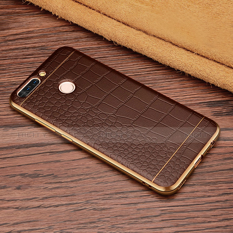 Coque Silicone Gel Motif Cuir W01 pour Huawei Honor V9 Marron Plus