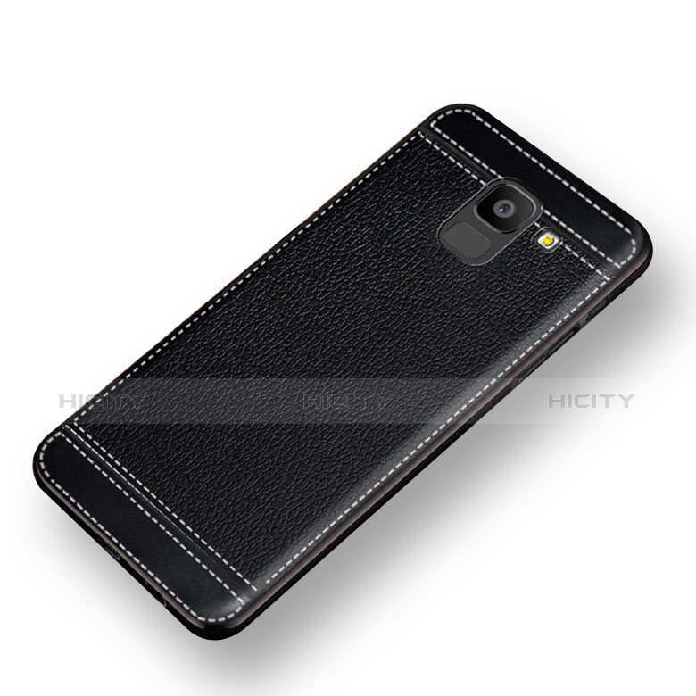 Coque Silicone Gel Motif Cuir W01 pour Samsung Galaxy J6 (2018) J600F Noir Plus