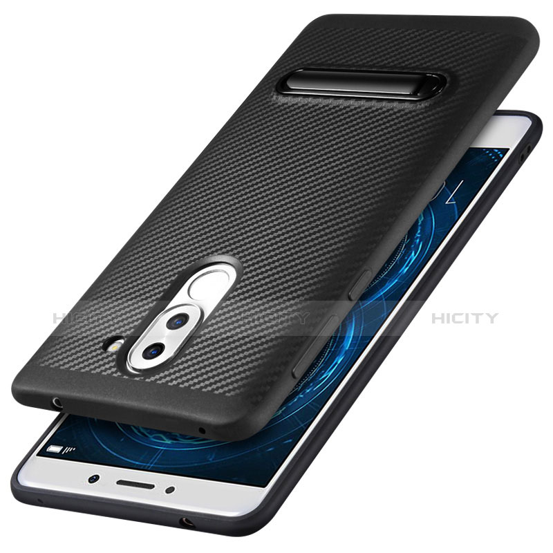 Coque Silicone Gel Serge avec Support pour Huawei Honor 6X Noir Plus