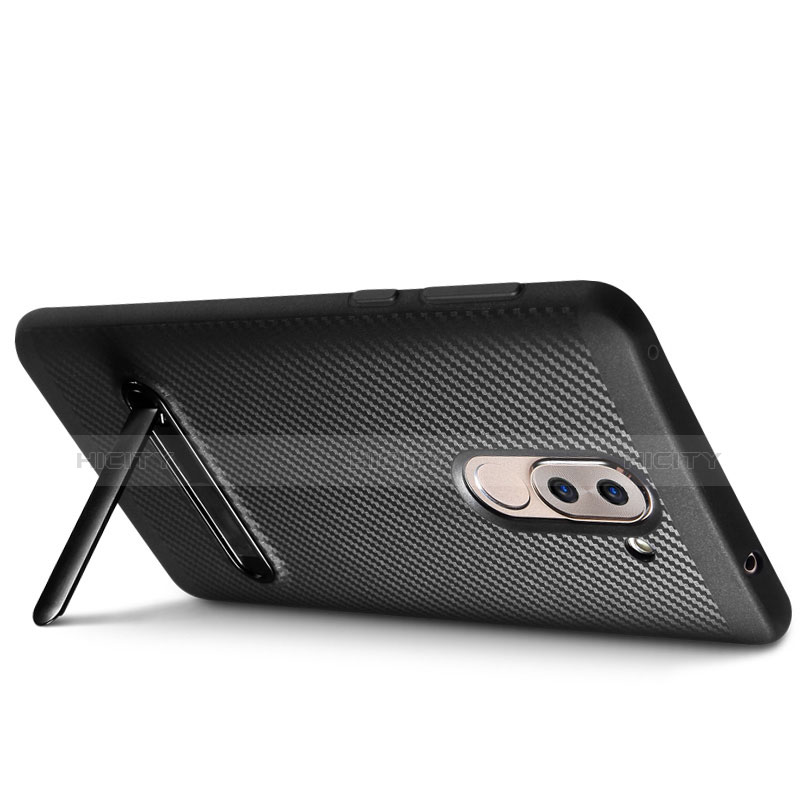 Coque Silicone Gel Serge avec Support pour Huawei Honor 6X Noir Plus