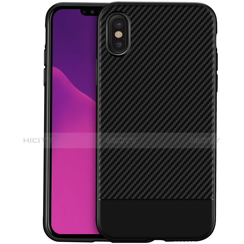 Coque Silicone Gel Serge pour Apple iPhone X Noir Plus