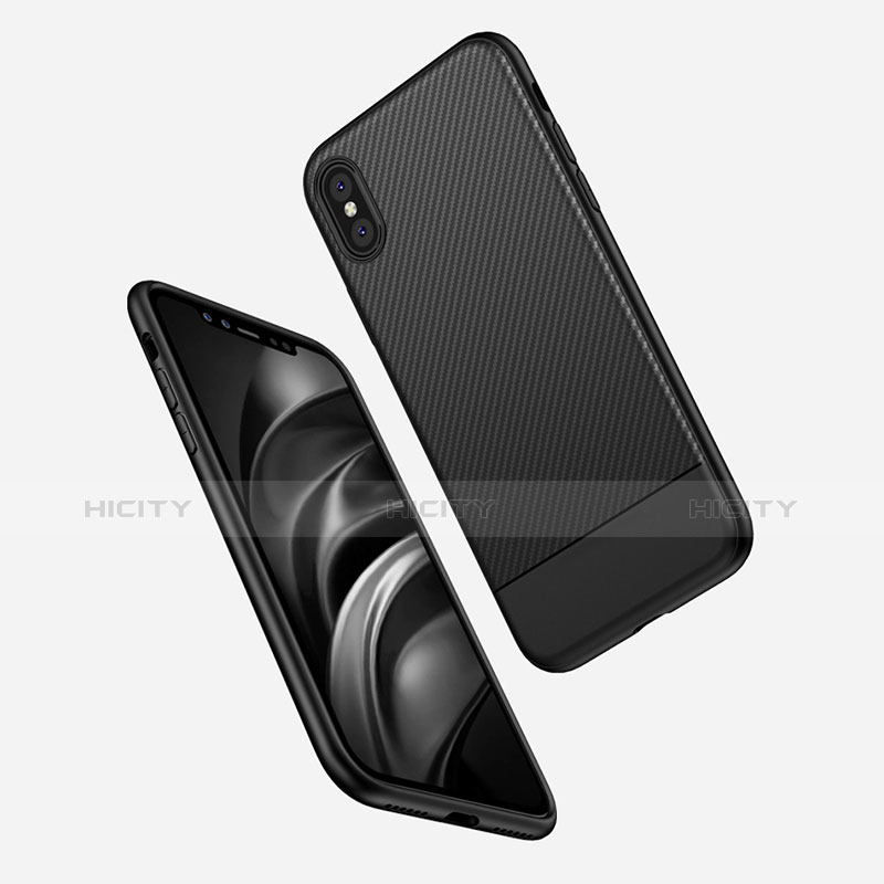 Coque Silicone Gel Serge pour Apple iPhone X Noir Plus