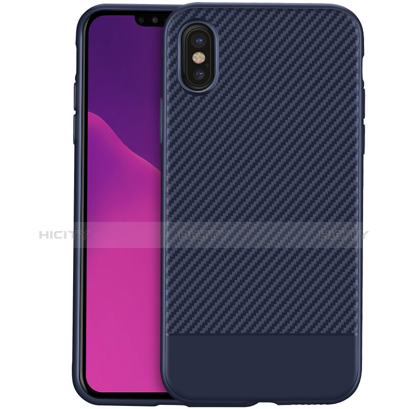 Coque Silicone Gel Serge pour Apple iPhone Xs Bleu Plus