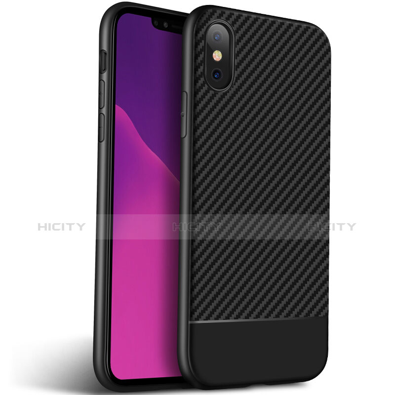 Coque Silicone Gel Serge pour Apple iPhone Xs Noir Plus