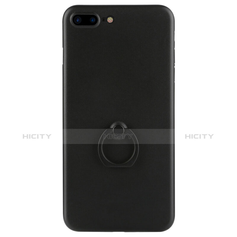 Coque Silicone Gel Souple Couleur Unie avec Support pour Apple iPhone 7 Plus Noir Plus