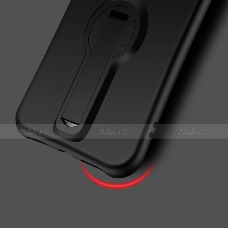 Coque Silicone Gel Souple Couleur Unie avec Support S02 pour Apple iPhone 8 Noir Plus