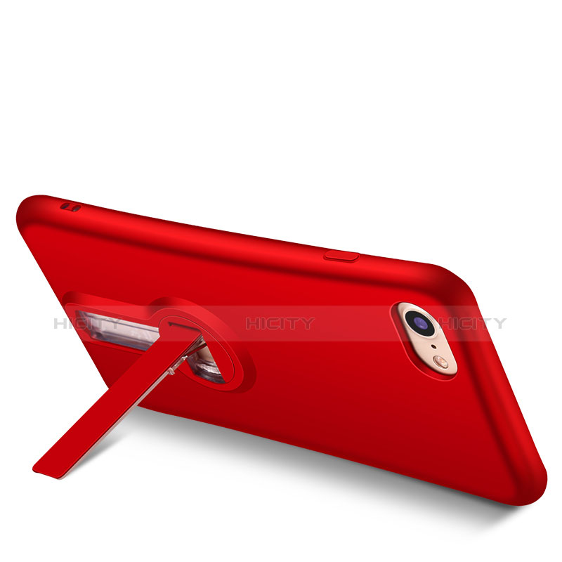 Coque Silicone Gel Souple Couleur Unie avec Support S02 pour Apple iPhone 8 Rouge Plus