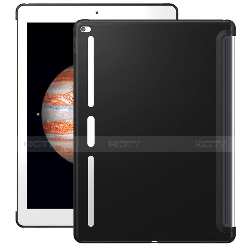 Coque Silicone Gel Souple Couleur Unie pour Apple iPad Pro 12.9 Noir Plus