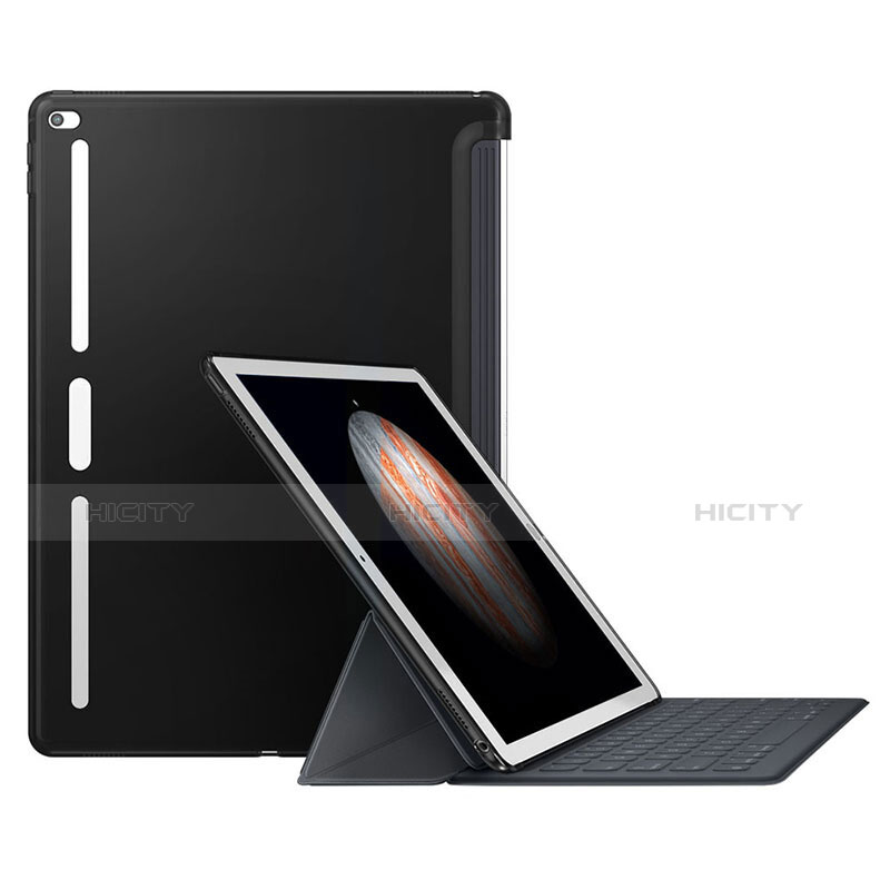 Coque Silicone Gel Souple Couleur Unie pour Apple iPad Pro 12.9 Noir Plus