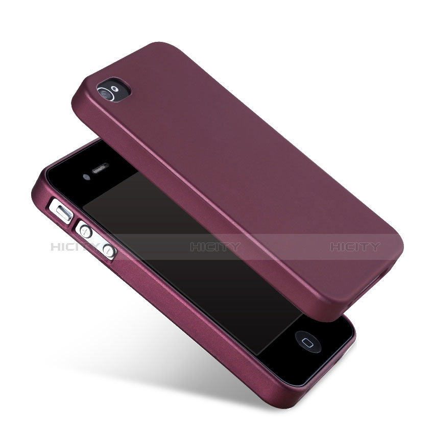 Coque Silicone Gel Souple Couleur Unie pour Apple iPhone 4 Rouge Plus