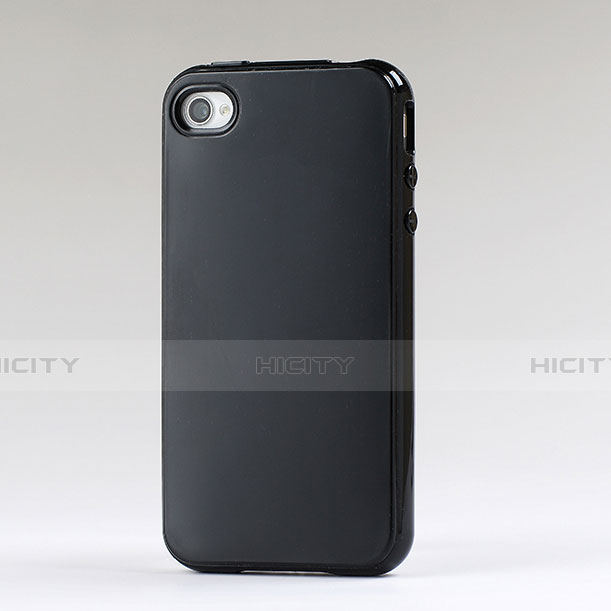 Coque Silicone Gel Souple Couleur Unie pour Apple iPhone 4S Noir Plus