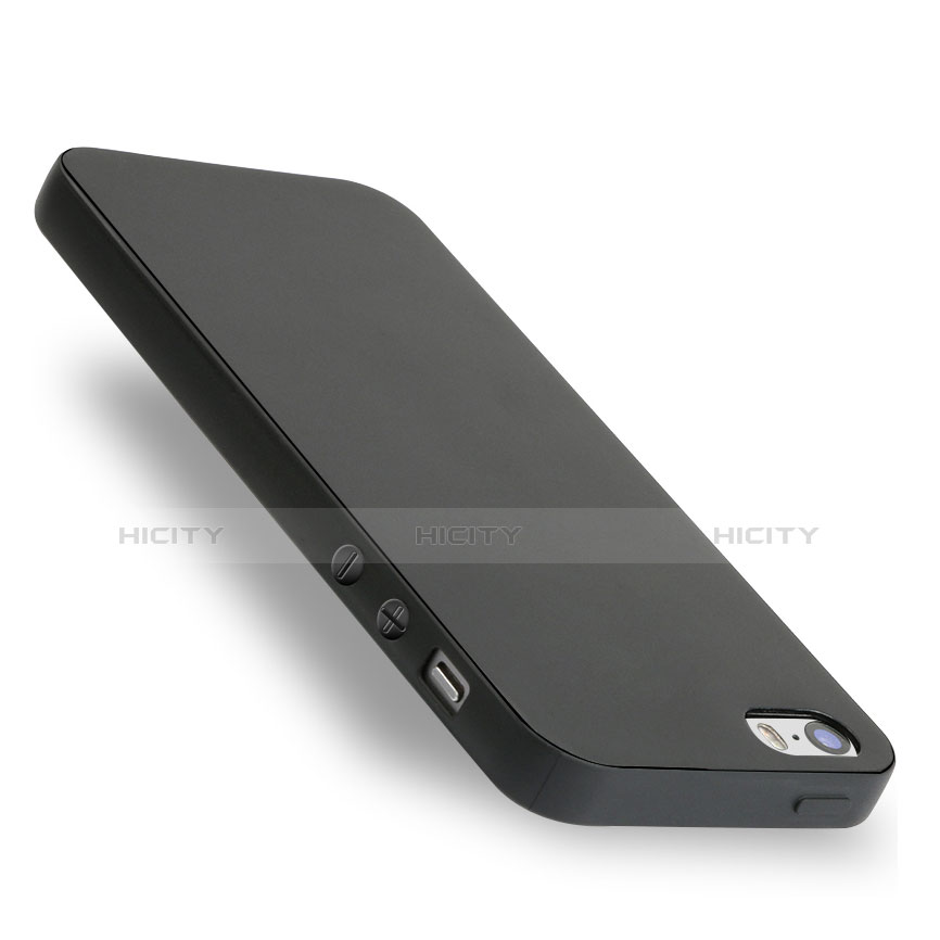 Coque Silicone Gel Souple Couleur Unie pour Apple iPhone 5 Noir Plus