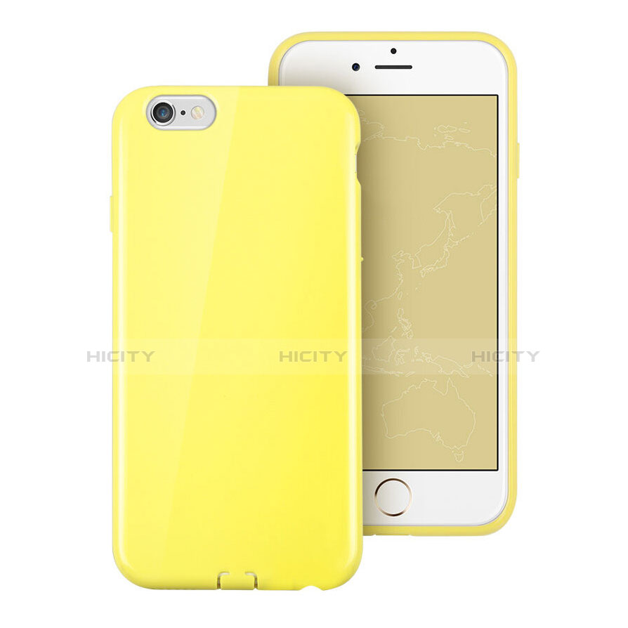 Coque Silicone Gel Souple Couleur Unie pour Apple iPhone 6 Plus Jaune Plus