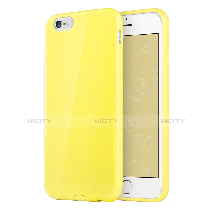 Coque Silicone Gel Souple Couleur Unie pour Apple iPhone 6 Plus Jaune Plus