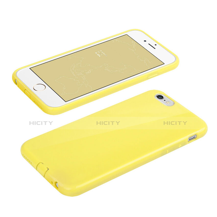 Coque Silicone Gel Souple Couleur Unie pour Apple iPhone 6 Plus Jaune Plus