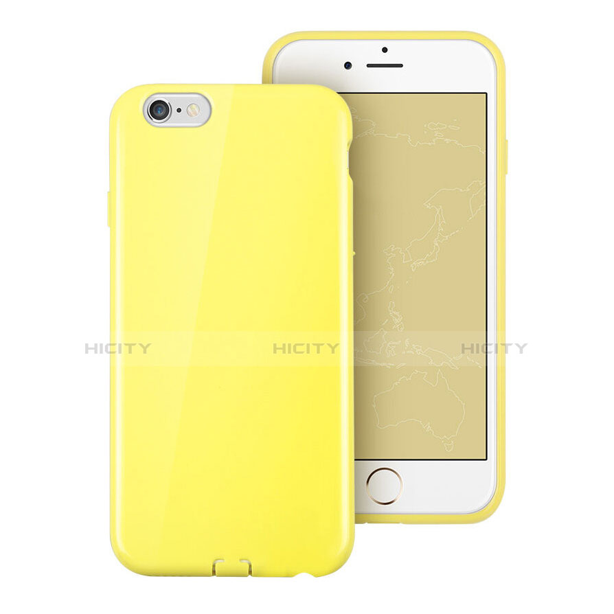 Coque Silicone Gel Souple Couleur Unie pour Apple iPhone 6S Jaune Plus