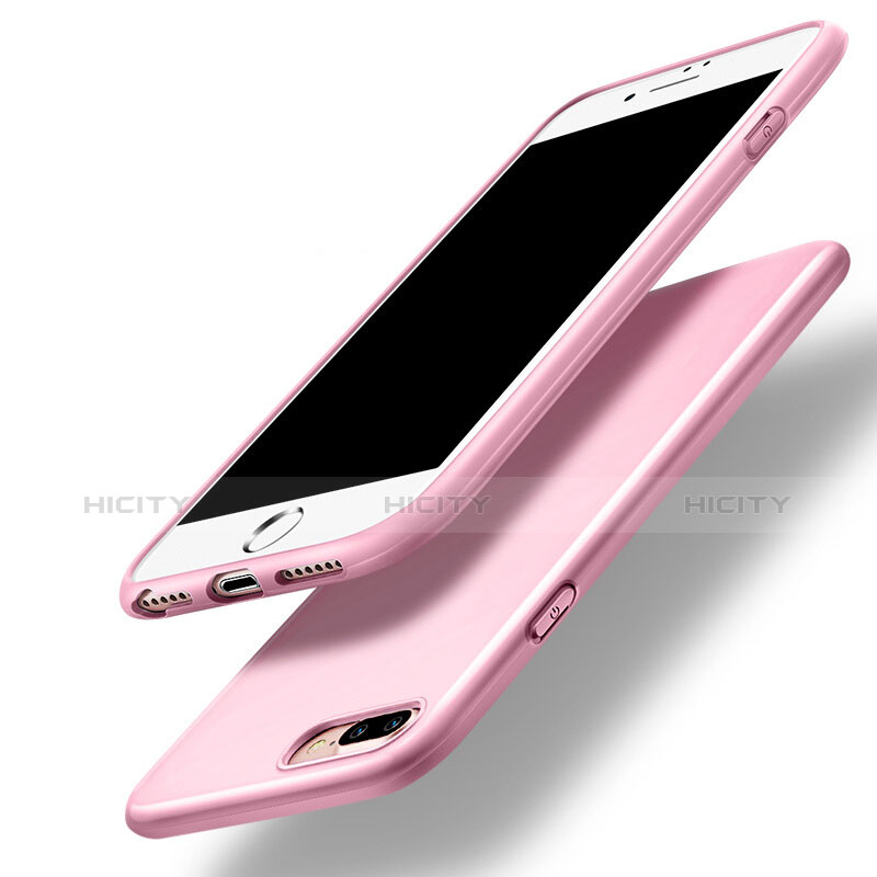 Coque Silicone Gel Souple Couleur Unie pour Apple iPhone 7 Plus Rose Plus