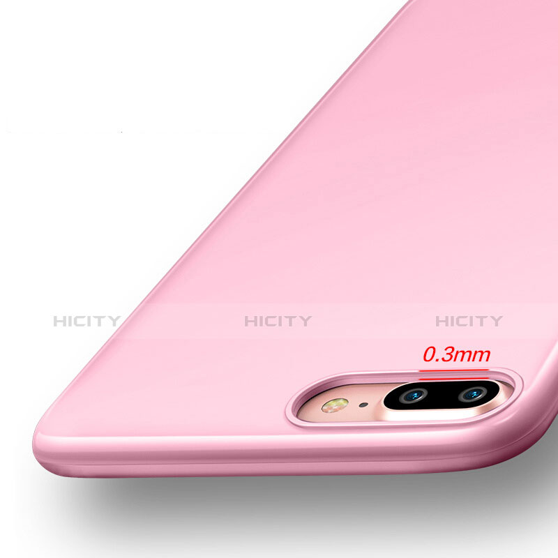 Coque Silicone Gel Souple Couleur Unie pour Apple iPhone 7 Plus Rose Plus
