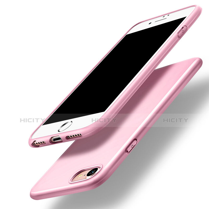 Coque Silicone Gel Souple Couleur Unie pour Apple iPhone 7 Rose Plus