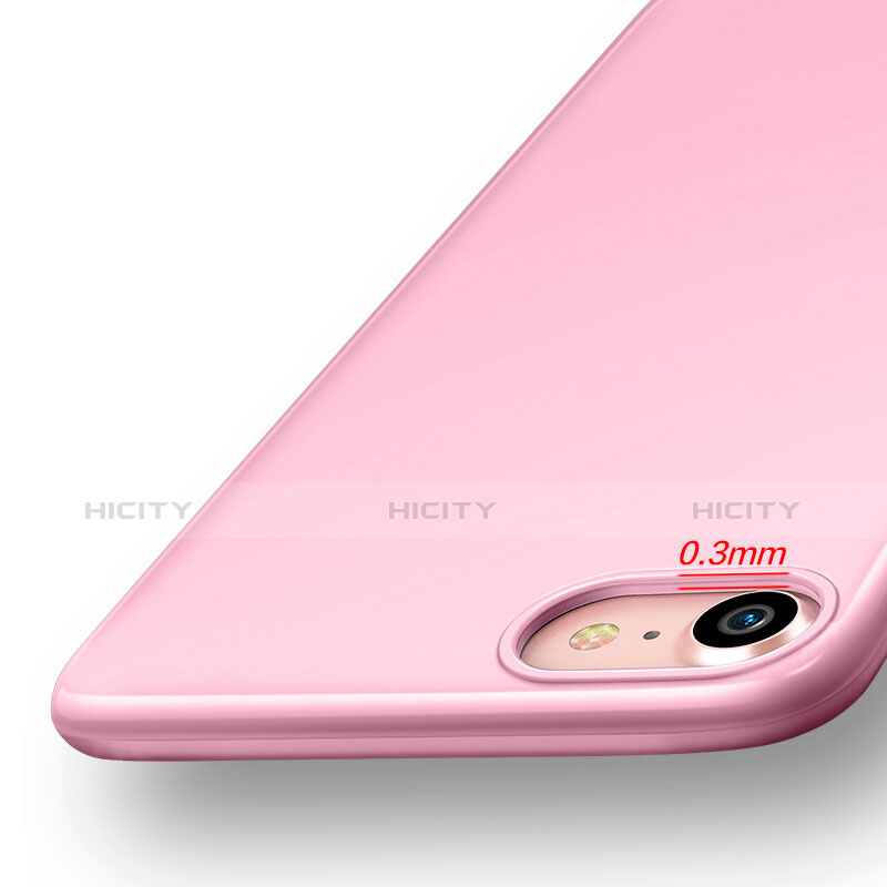 Coque Silicone Gel Souple Couleur Unie pour Apple iPhone 7 Rose Plus