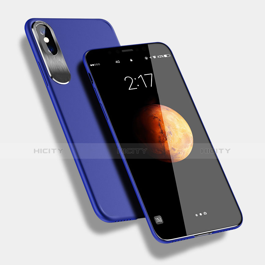 Coque Silicone Gel Souple Couleur Unie pour Apple iPhone Xs Bleu Plus