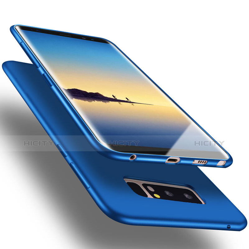 Coque Silicone Gel Souple Couleur Unie pour Samsung Galaxy Note 8 Bleu Plus