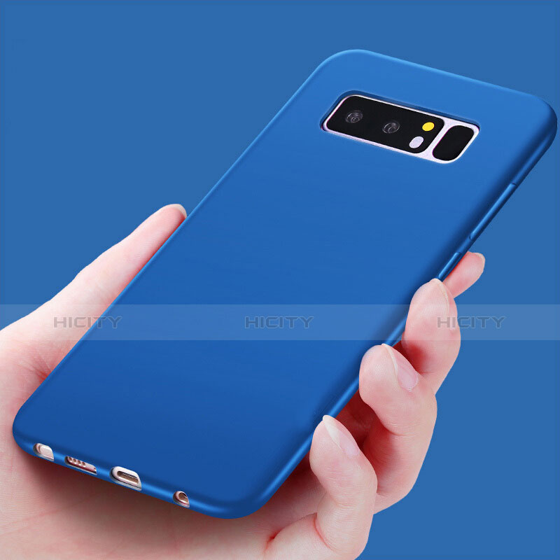 Coque Silicone Gel Souple Couleur Unie pour Samsung Galaxy Note 8 Duos N950F Bleu Plus