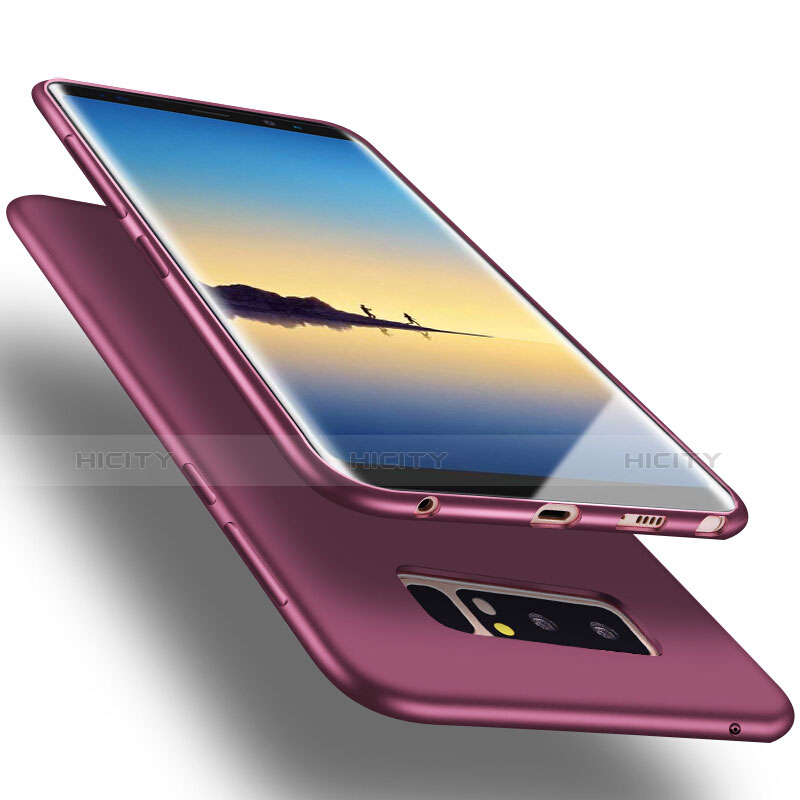 Coque Silicone Gel Souple Couleur Unie pour Samsung Galaxy Note 8 Violet Plus