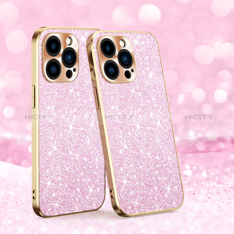 Coque Silicone Housse Etui Gel Bling-Bling AC1 pour Apple iPhone 13 Pro Or Rose Plus