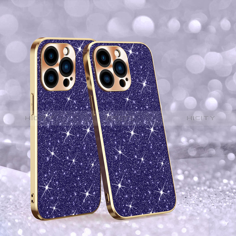 Coque Silicone Housse Etui Gel Bling-Bling AC1 pour Apple iPhone 14 Pro Violet Plus