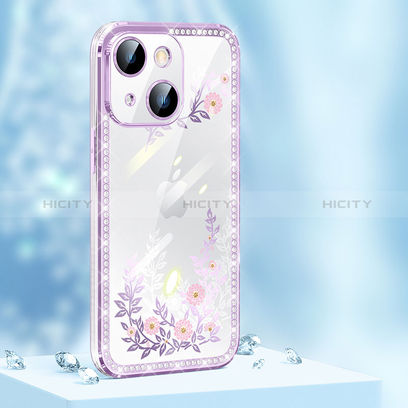 Coque Silicone Housse Etui Gel Bling-Bling AT1 pour Apple iPhone 13 Violet Plus